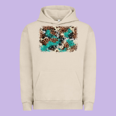 Cowhide Turquoise Glitter Urban Hoodie Designed By Fadigitalartstudio