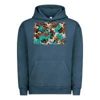 Pigment Midnight Navy Cowhide Turquoise Glitter Urban Hoodie - FaDigitalArtStudio