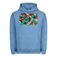 Pigment Pebble Blue Cowhide Turquoise Glitter Urban Hoodie - FaDigitalArtStudio