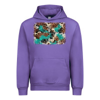 Tulip Cowhide Turquoise Glitter Urban Hoodie - FaDigitalArtStudio