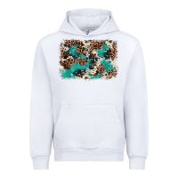 White Cowhide Turquoise Glitter Urban Hoodie - FaDigitalArtStudio
