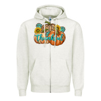 Oatmeal Heather Thankful Zipper Hoodie - texasbilliewilder
