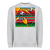 Heather Grey soccer winner cup and vuvuzela with serape seamless pattern Heavyweight Sweatshirt - BundleAndBundleShop