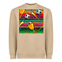 Mushroom soccer winner cup and vuvuzela with serape seamless pattern Heavyweight Sweatshirt - BundleAndBundleShop