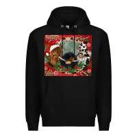 Black christmas heifer cow  gnomies Premium Hoodie - CowGirlArtShop
