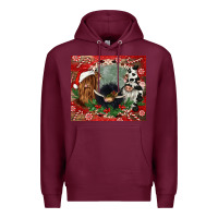 Burgundy christmas heifer cow  gnomies Premium Hoodie - CowGirlArtShop
