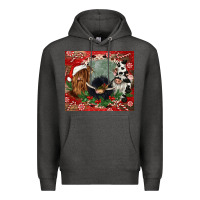 Charcoal Heather christmas heifer cow  gnomies Premium Hoodie - CowGirlArtShop