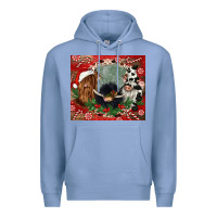 Colony Blue christmas heifer cow  gnomies Premium Hoodie - CowGirlArtShop
