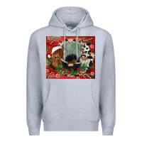 Heather Grey christmas heifer cow  gnomies Premium Hoodie - CowGirlArtShop