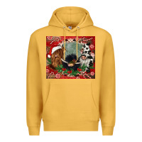 Mustard christmas heifer cow  gnomies Premium Hoodie - CowGirlArtShop