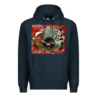 Navy christmas heifer cow  gnomies Premium Hoodie - CowGirlArtShop