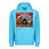 Ocean Blue christmas heifer cow  gnomies Premium Hoodie - CowGirlArtShop