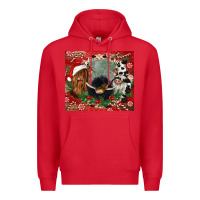 Red christmas heifer cow  gnomies Premium Hoodie - CowGirlArtShop