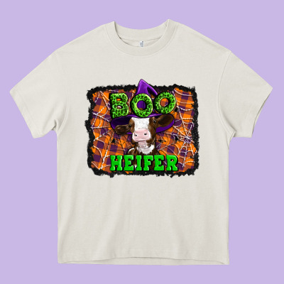Boo Heifer Halloween Heavy Core Tee Designed By Artiststas