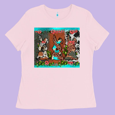 Easter Bunny's Leopard Cowhide Cactus Ladies Tee Designed By Jahusdesignshop