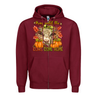 Burgundy Pray Till The Cows Come Home Zipper Hoodie - texasbilliewilder