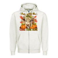 Oatmeal Heather Pray Till The Cows Come Home Zipper Hoodie - texasbilliewilder