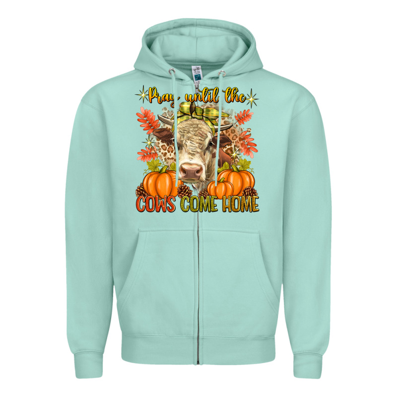 Pray Till The Cows Come Home Zipper Hoodie by texasbilliewilder | Teevron