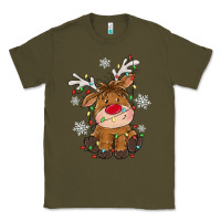 Army Green Christmas reindeer Classic Tee - MaliasSmallBusiness