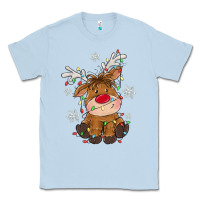 Dusty Blue Christmas reindeer Classic Tee - MaliasSmallBusiness