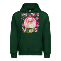 Forest Green Pink Christmas Vibes Santa Urban Hoodie - FaDigitalArtStudio
