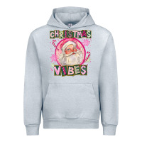 Heather Grey Pink Christmas Vibes Santa Urban Hoodie - FaDigitalArtStudio