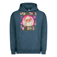 Pigment Midnight Navy Pink Christmas Vibes Santa Urban Hoodie - FaDigitalArtStudio