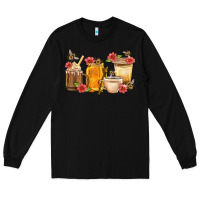 Black Honey And Bee With Flower Coffee Cup Long Sleeve Tee - BundleAndBundleShop