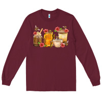 Burgundy Honey And Bee With Flower Coffee Cup Long Sleeve Tee - BundleAndBundleShop