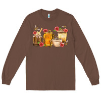 Chestnut Honey And Bee With Flower Coffee Cup Long Sleeve Tee - BundleAndBundleShop