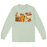 Matcha Honey And Bee With Flower Coffee Cup Long Sleeve Tee - BundleAndBundleShop