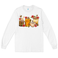 White Honey And Bee With Flower Coffee Cup Long Sleeve Tee - BundleAndBundleShop
