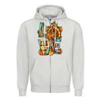Dove Grey Love Turkey Thanksgiving Zipper Hoodie - texasbilliewilder