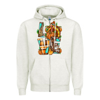 Oatmeal Heather Love Turkey Thanksgiving Zipper Hoodie - texasbilliewilder