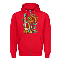 Red Love Turkey Thanksgiving Zipper Hoodie - texasbilliewilder