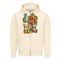 Sandshell Love Turkey Thanksgiving Zipper Hoodie - texasbilliewilder