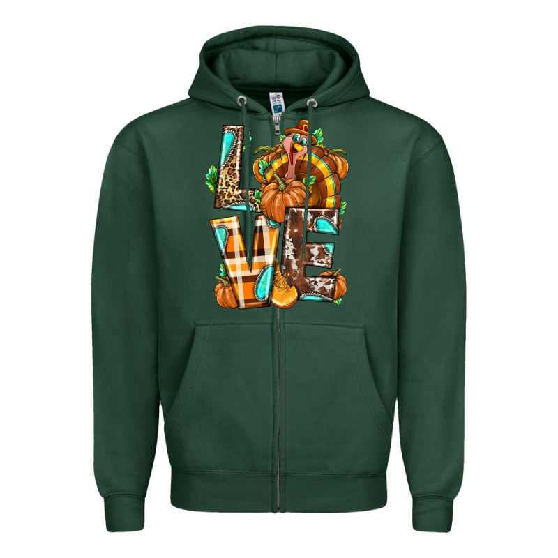 Love Turkey Thanksgiving Zipper Hoodie by texasbilliewilder | Teevron