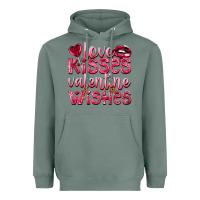 Sage Love kisses Valentine wishes Valentine's Day Heavyweight Hoodie - HowdyJamesFarm