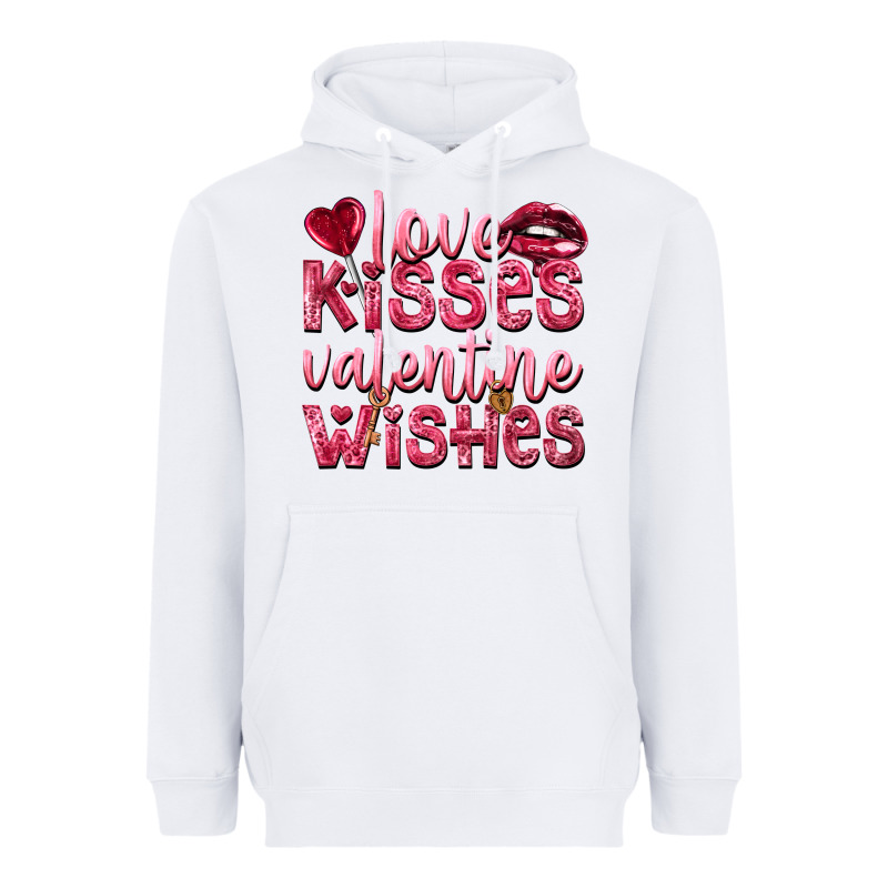 Love Kisses Valentine Wishes Valentine's Day Heavyweight Hoodie by HowdyJamesFarm | Teevron
