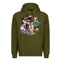 Army Green ho ho ho snowman gnome Premium Hoodie - CowGirlArtShop