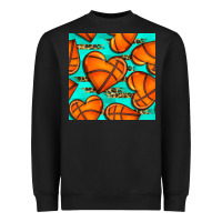Black basketball hearts with leopard seamless pattern Heavyweight Sweatshirt - BundleAndBundleShop