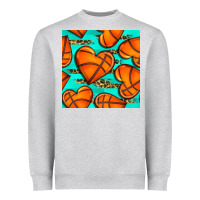 Heather Grey basketball hearts with leopard seamless pattern Heavyweight Sweatshirt - BundleAndBundleShop