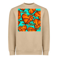 Mushroom basketball hearts with leopard seamless pattern Heavyweight Sweatshirt - BundleAndBundleShop