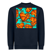 Navy basketball hearts with leopard seamless pattern Heavyweight Sweatshirt - BundleAndBundleShop