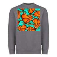 Storm basketball hearts with leopard seamless pattern Heavyweight Sweatshirt - BundleAndBundleShop