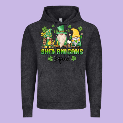 Shenanigans Squad Gnomes St. Patricks Day Vintage Hoodie Designed By Maliassmallbusiness