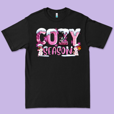 Pink Cozy Season With Snowman Ado Premium Tee Designed By Adodesignshop