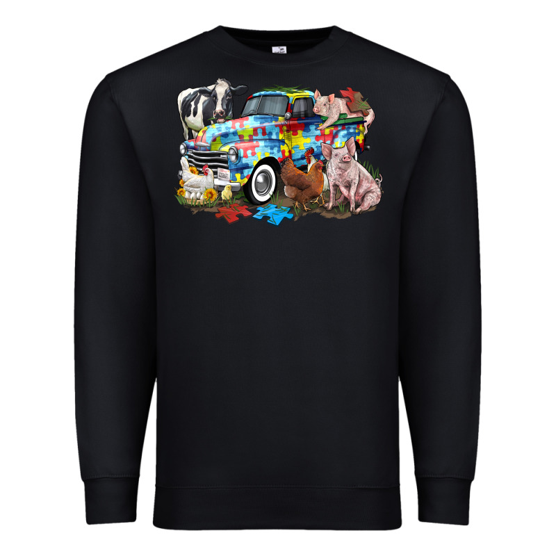 Autism Truck With Farm Animals Premium Sweatshirt by CowGirlArtShop | Teevron