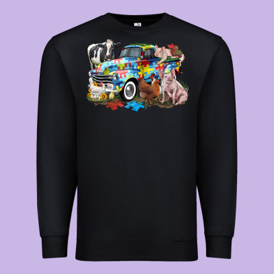 Autism Truck With Farm Animals Premium Sweatshirt Designed By Cowgirlartshop