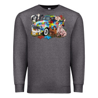Charcoal Heather Autism truck with farm animals Premium Sweatshirt - CowGirlArtShop